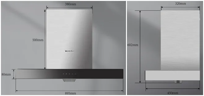 Product Drawing of Small Kitchen Vent Hood 1 Product Drawing of Small Kitchen Vent Hood 1