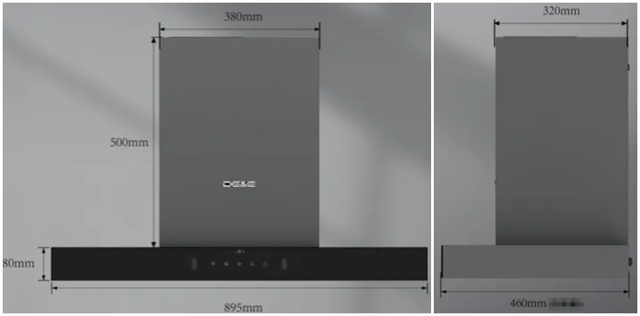 Product Diagram of Wall Range Hood 1 Product Diagram of Wall Range Hood 1
